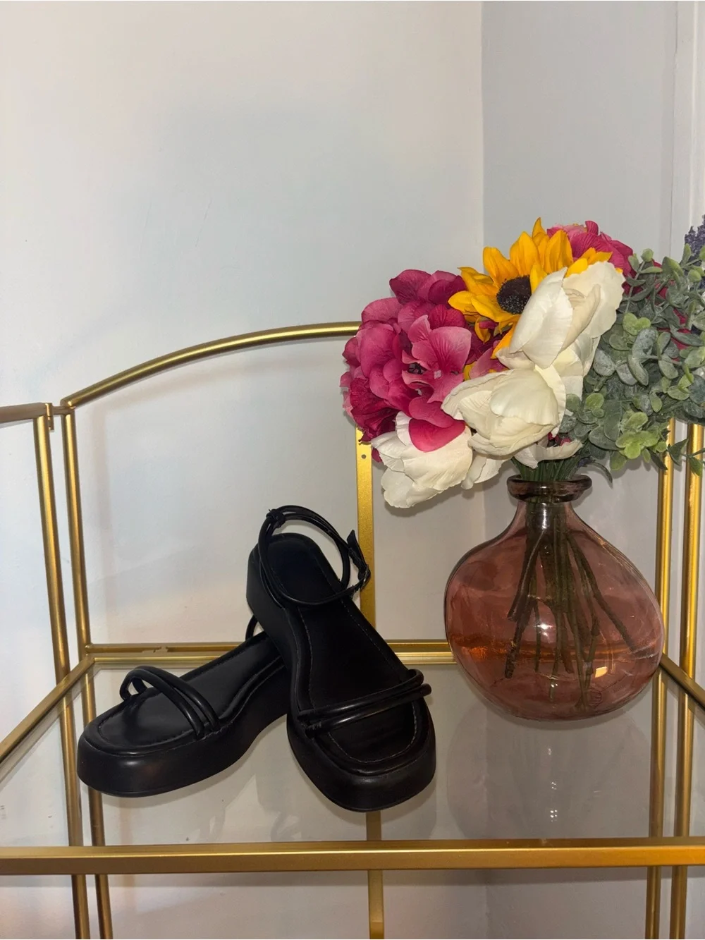 Black Strappy Platform Sandals - Women’s Size 8